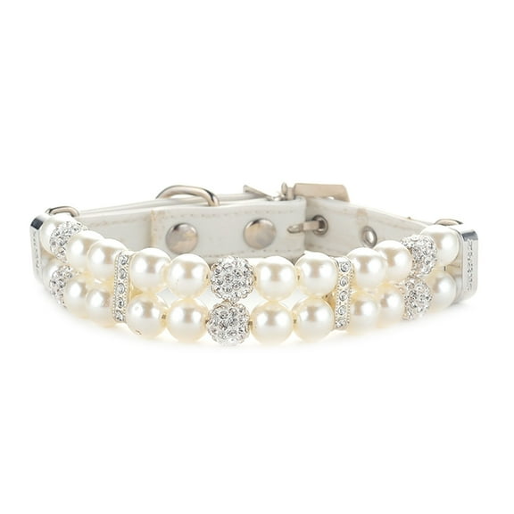 Dog Collar with Pearls Rhinestones Ultra-flashing Necklace for Wedding Birthday Jewelry Sparkling Crystal