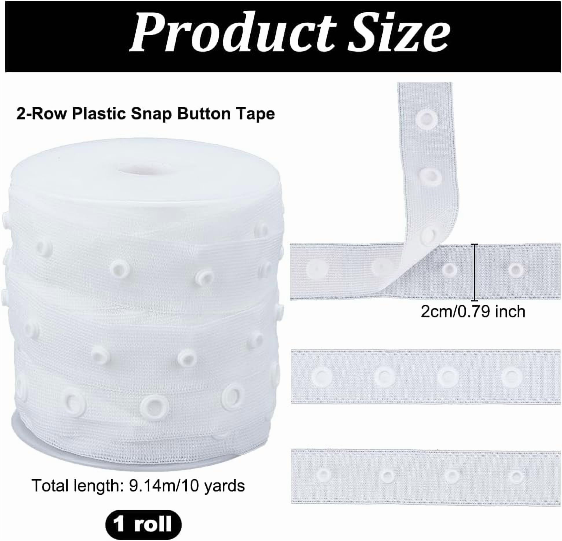 9.1m/10 Yards Black Snap Tape for Sewing 0.8 Inch Wide Crafts Metal Snap Tape Trim Snaps for Sewing Fastener Button Strips Snap Tape Plastic Snap Button Tape Ribbon for Clothes DIY Sewing Mixed Color