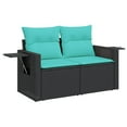 thumbnail image 3 of vidaXL 7 Piece Patio Sofa Set with Cushions Black Poly Rattan, 3 of 10