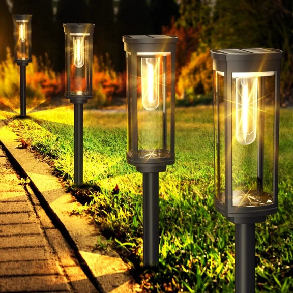 Bright Solar Pathway Lights Outdoor, 4 Pack Solar Powered Garden Lights Waterproof IP65, Auto On/Off Outdoor Light for Lawn Patio Walkway Driveway Decor Landscape Lighting
