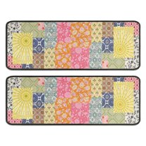 Kitchen Rugs Sets Of 2,Pioneer Flower Floral Print Pattern Anti Fatigue Kitchen Mat Rugs Non Slip Washable,Decorative Kitchen Floor Mats for Kitchen,Sink,Laundry,17"x47" 17"x47"