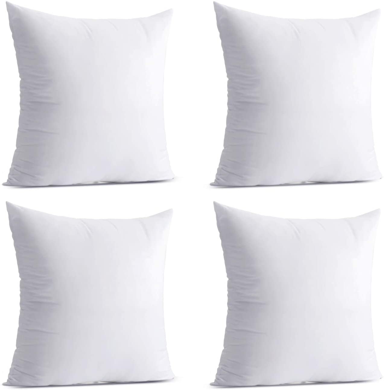 Square Indoor Decorative Pillows Harapu 4 Pack Throw Pillows Insert Bed and Couch Pillows,18 x 18 Inches（White） Stuffer Pillow Inserts