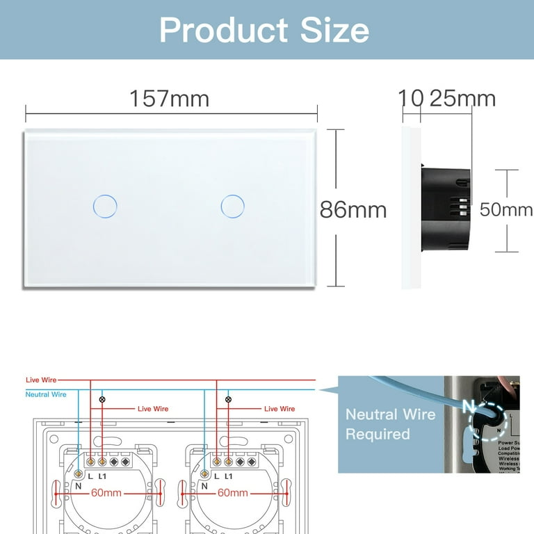 BSEED WIFI Double Light Switches Smart Touch Sensor Wall Switches
