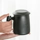 thumbnail image 3 of Taza de té con mango de sándalo, taza de té de cerámica china, con infusor y tapa, 13 oz, taza teñidora de cerámica negra mate para regalo de té, 3 of 5