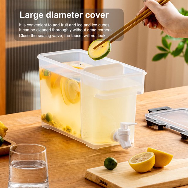 Dispensador de bebidas con espiga a prueba de fugas, almacenamiento transparente con pantalla de filtro (naranja)