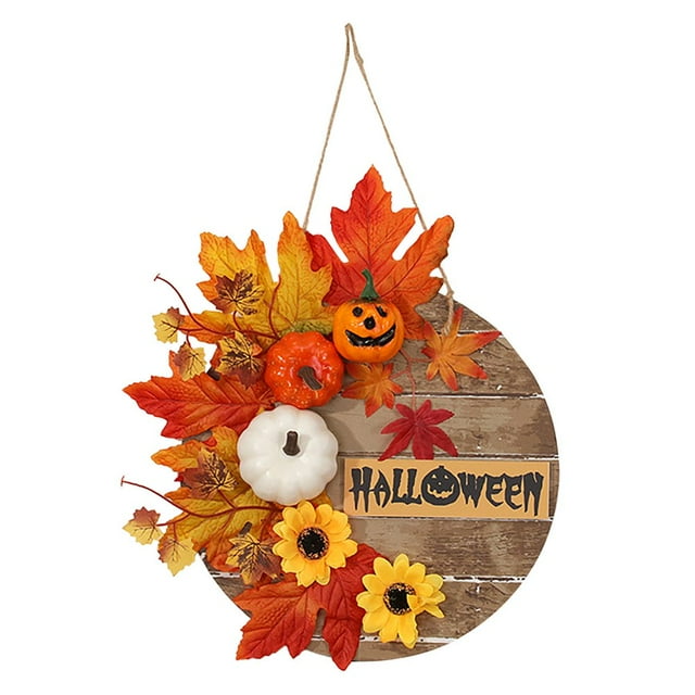 Home Decor Halloween Decorations Halloween Door Decoration Bow Maple Leaf Pumpkin Wall Hanging – Hand Crafted Festive Ornament For Creative Scene Setting And Door Sign