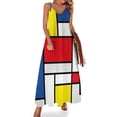 thumbnail image 1 of Vestido sin mangas de verano para mujer con diseño abstracto de arte moderno de estilo minimalista de Mondrian, 1 of 7