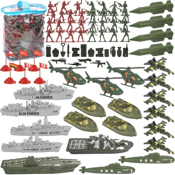 Set militar de 3 nutrias para hombre del ejército, 360 piezas, con portaaviones