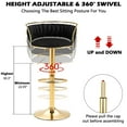 thumbnail image 3 of Velvet Swivel Bar Stools Set of 2 High Back Adjustable Bar Chairs with Golden Footrest for Kitchen Counter Square Island, Black, 3 of 5