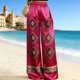 thumbnail image 4 of Pantalones Elásticos Estampados de Satén para Mujeres, Cintura Elástica con Bolsillos, Pantalones Casuales Elegantes para Vacaciones Y Fiesta, 4 of 8
