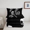 thumbnail image 5 of Homewish Spooky Horror Skull Queen Comforter Set,Skeleton Halloween Comforter Sets Queen,Black White,Black Reversible,3pcs,1 Comforter and 2 Pillowcases, 5 of 7