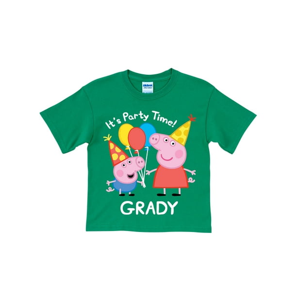 Personalized Peppa Pig Peppa and George Birthday Green Boys' T Shirt Personalized Peppa Pig Peppa and George Birthday Green Boys' T Shirt