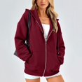 thumbnail image 2 of Sopiago Zip Up Hoodie Women Long Sleeve Sweatshirts Fall Outfits 2024 Oversized Hoodies Casual Fashion Jackets Wine,2XL, 2 of 7