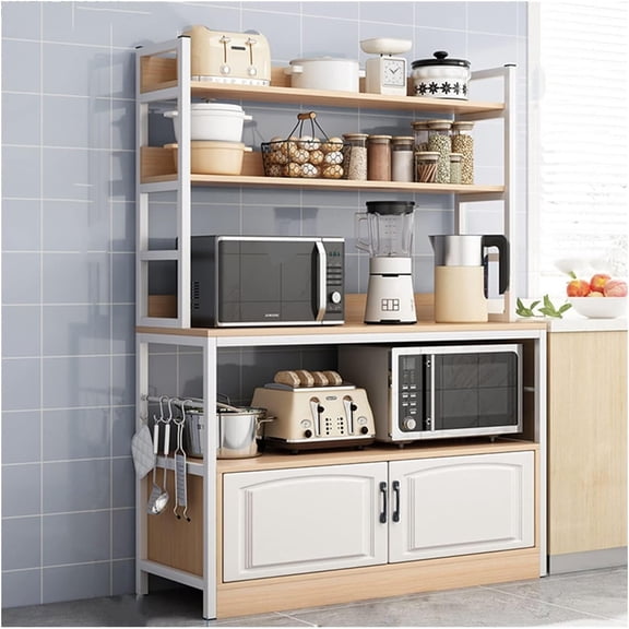 Estante Organizador Cocina,Aparador de Almacenamiento con 2 Estantes Abiertos,Armario de almacenamiento para Despensa de Cocina con Estantería para Microondas,Unidad de Exhibición para el Hogar