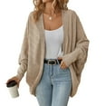 thumbnail image 4 of Breezora Women's Oversized Chunky Knit Cardigan Sweater Batwing Sleeve Open Front Long Wrap Coat Loose Outwear L Size Beige, 4 of 9