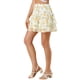 thumbnail image 4 of Falda mini skater floral con cintura elástica y dobladillo en capas de INSPIRE CHIC para mujer, color blanco, 4 of 7