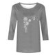 thumbnail image 3 of Camisetas Casuales de las Mujeres de Moda Impresa 3/4 Mangas Blusa Cuello Redondo para el Hogar Y Diario, 3 of 4