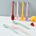 thumbnail image 2 of HEVIRGO 7PCS Soup Spoon Bent Head Long Handle Silicone Multi-purpose Portable Dessert Ice Cream Scoop Daily Use,Pink, 2 of 8
