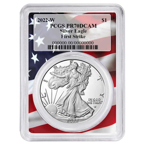 2022-W Proof $1 American Silver Eagle PCGS PR70DCAM FS Flag Frame