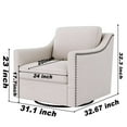 thumbnail image 7 of Swivel Accent Chair Armchair, 360-Degree Swivel Cuddle Barrel Chair with Ergonomics Back and Black Legs, Modern Soft Linen Fabirc Sofa Chair Reading Chair for Living Room Bedroom, White, 7 of 7