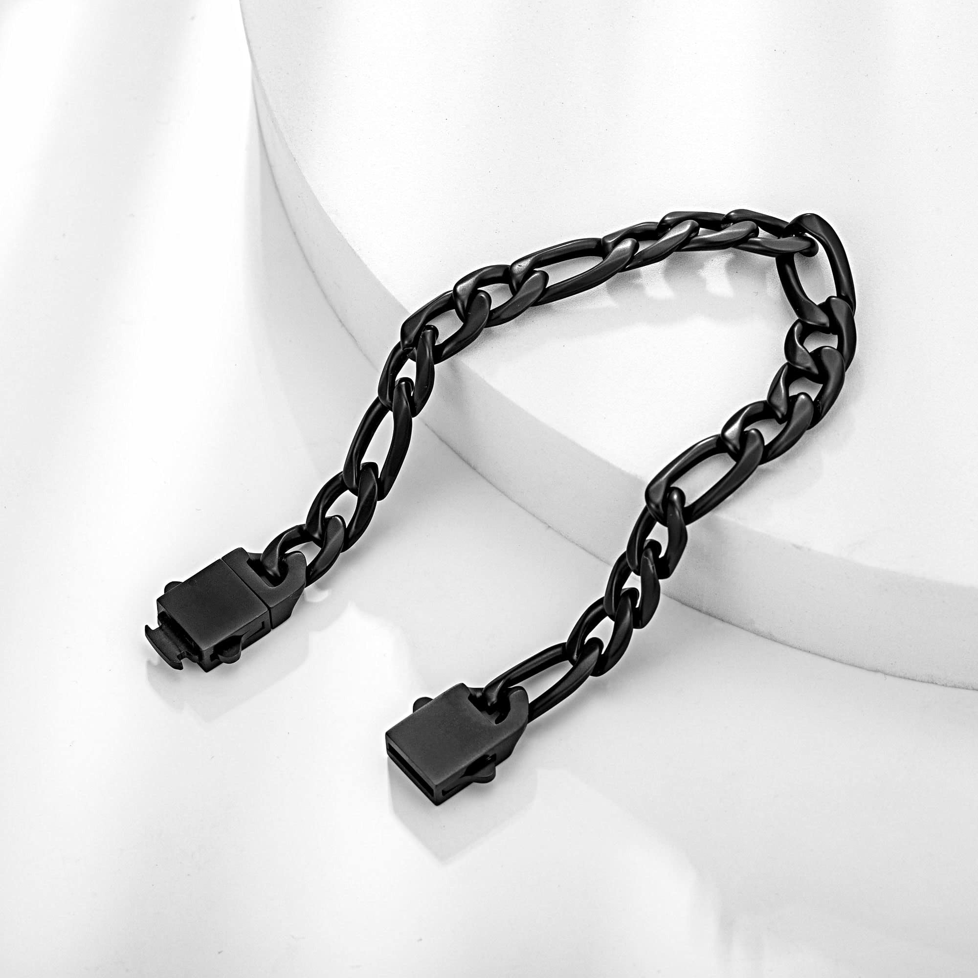 Speroto Chain Bracelet for Men 6mm/9mm, Sturdy Stainless Steel Mens Figaro Link Bracelet with Attachable Clasp, Simple Jewelry Gift for Men Women