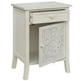 thumbnail image 5 of Gallerie Decor Antiqued Carved Transitional Wood Side Table in White, 5 of 6