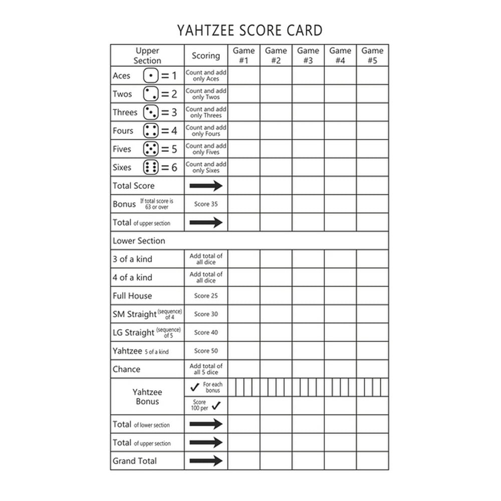 yahtzee score card yahtzee score book keep tracking scores to have