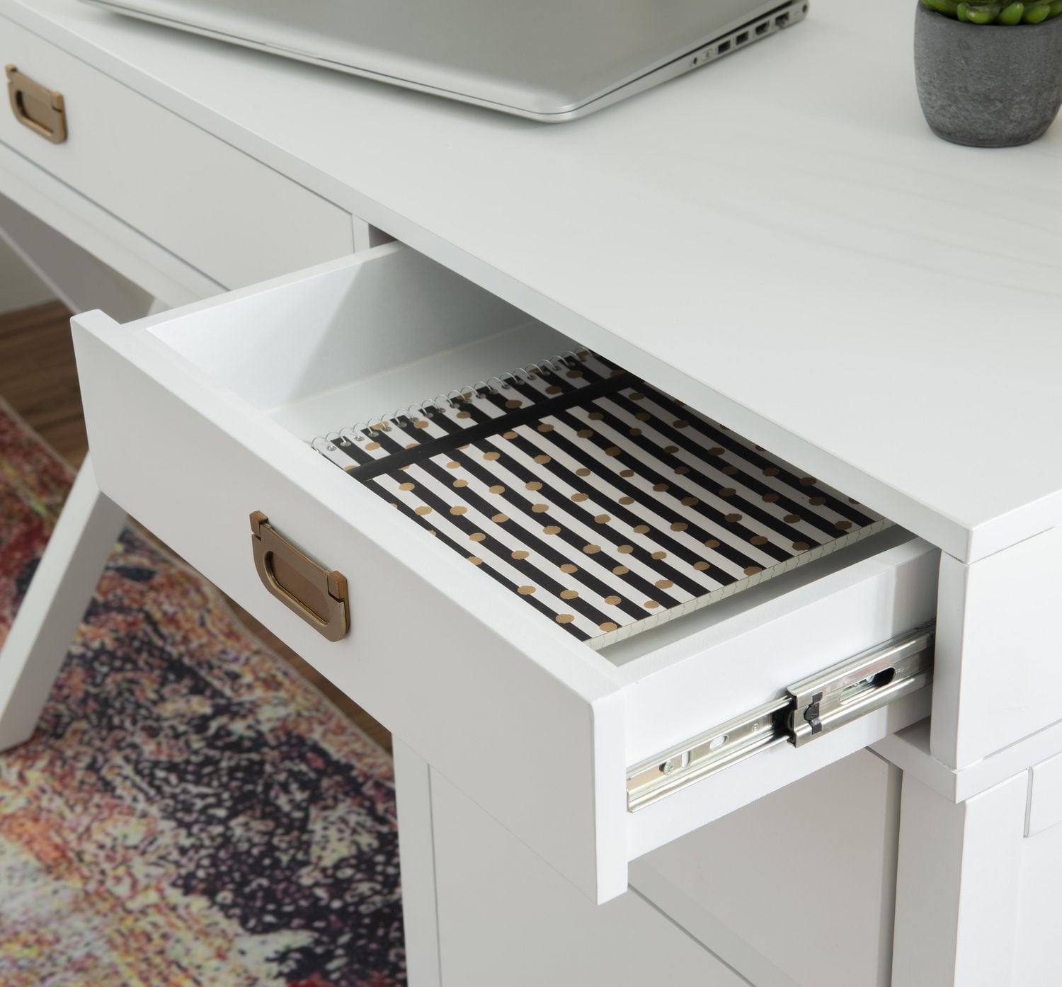 Posey Side Storage Desk, White