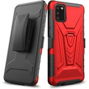 For Apple iPhone 14 (6.1) Swivel Belt Clip Holster with Built-in Kickstand, Heavy Duty Hybrid 3in1 Shockproof Defender Phone Case Cover by Xpression - Red