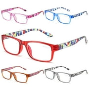 Gaoye 5-Pack Reading Glasses Blue Light Blocking, Spring Hinge Readers for Women Men Anti Glare Filter Lightweight Eyeglasses (5-Pack Mix Color 3,1.5)