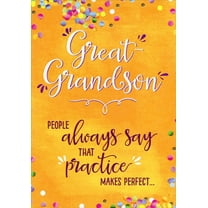 Designer Greetings People Always Say: Confetti on Orange Great-Grandson Birthday Card