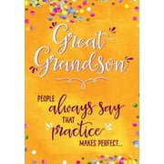 Designer Greetings People Always Say: Confetti on Orange Great-Grandson Birthday Card