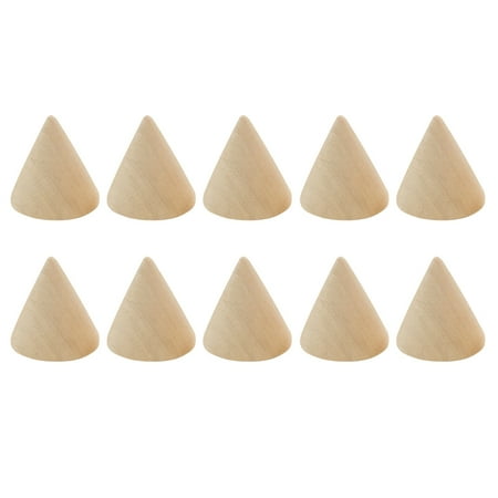

10pcs 3.1cm DIY Cone Unpainted Wooden Cone Shape Ornamnet Craft Accessories