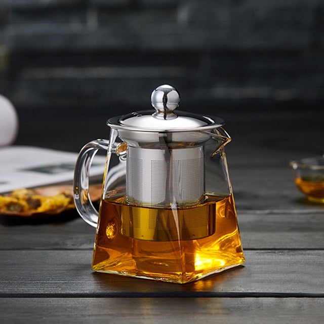 Clear Glass Teapot, Premium Tea Kettle with Stainless Steel Removable Infuser for Blooming Tea & Loose Leaf Tea, Heat Resistant, Dishwasher Safe, 1 Pcs, 350ml