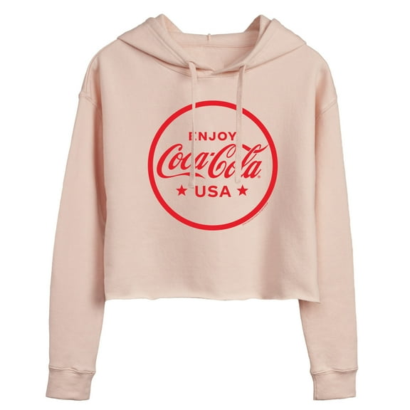 Coca-Cola - Enjoy Coca Cola USA - Juniors Cropped Pullover Hoodie