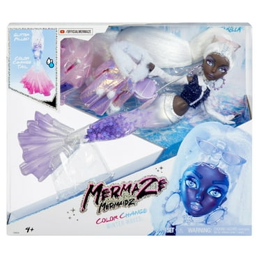 Mermaze Mermaidz Winter Waves Crystabella Mermaid Fashion Doll with Color Change Fin, Glitter-Filled Tail and Accessories Ages 4 