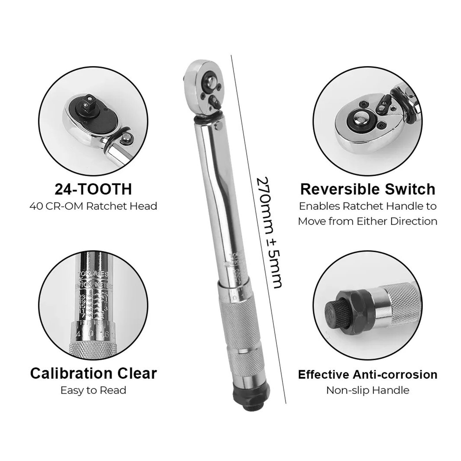 5-25N.m Micrometer Car Motorbike Disassembly Tool Professional Adjustable Torque Wrench 1/4'' Drive Spanner Hand Tool 3/8Adapter