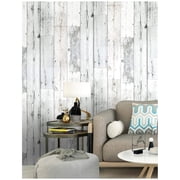 Haokhome Peel and Stick Wood Plank Wallpaper Self-Adhesive Shiplap Light Grey/White/Blue Distressed Wood Wall Decor 17.7x 19.7ft