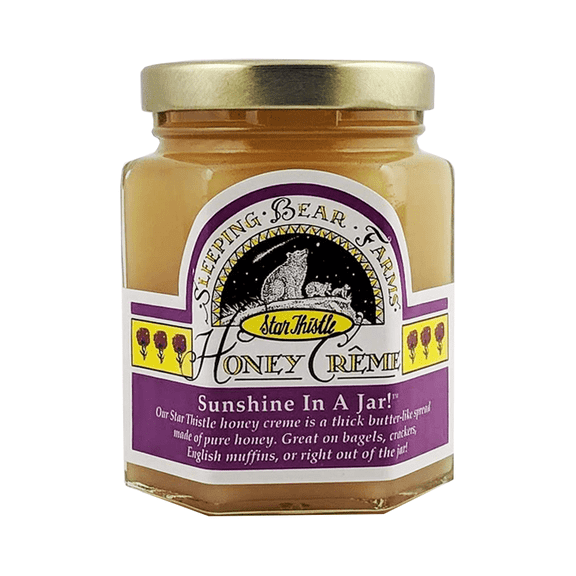 Sleeping Bear Farms Creamed Honey - Star Thistle Honey Creme 8 oz. Glass Hexagon Jar