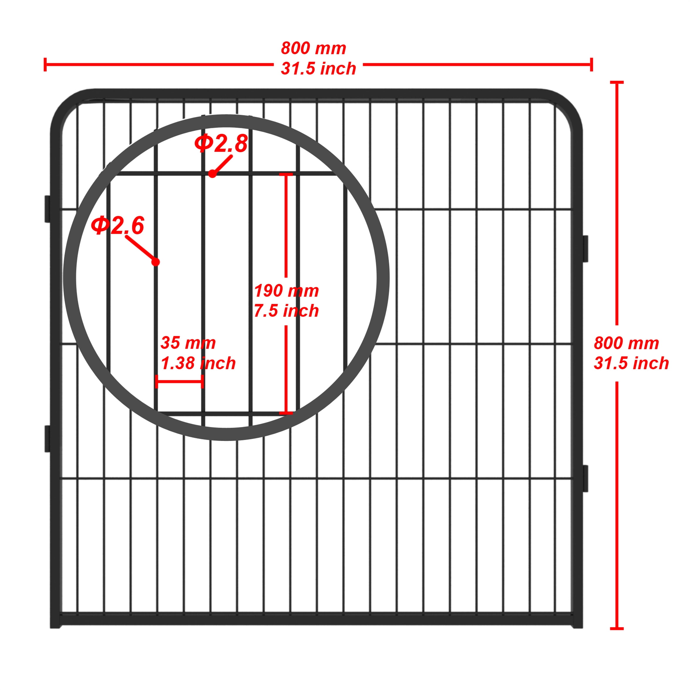 Aukfa Dog Playpen- 8 Panels 31.5" Metal Pet Dog Run Fence for Indoor and Outside Use- Foldable- Portable- Black