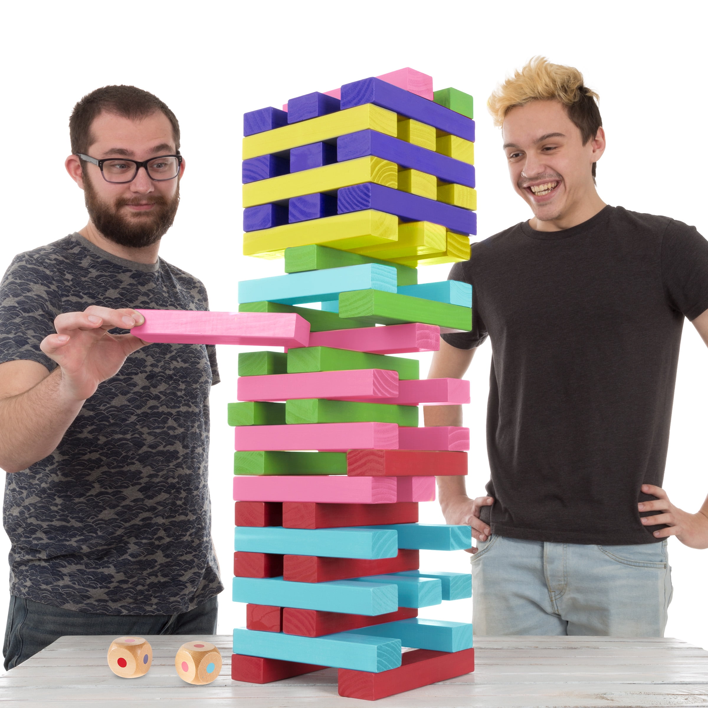 Hey! Play! Non-Traditional Giant Wooden Blocks Tower Stacking Game