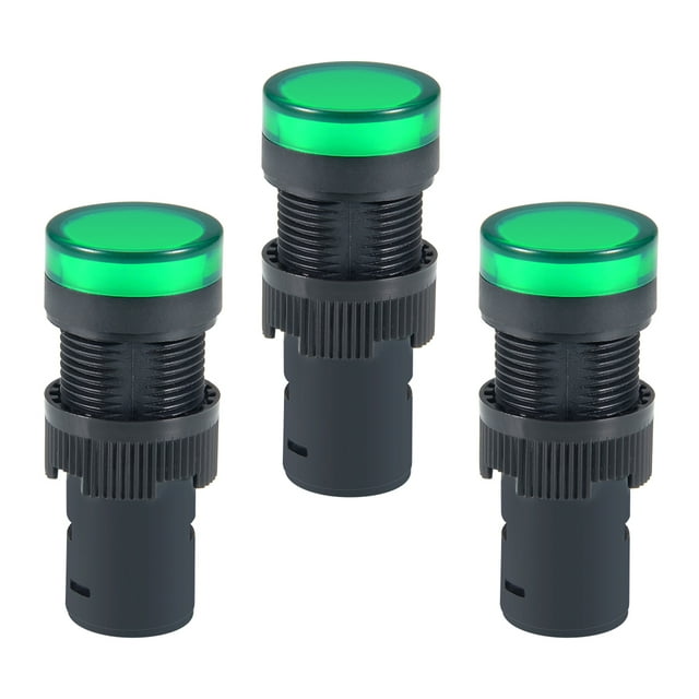 Luces indicadoras AC / DC 24V Luz piloto LED verde, montaje en panel empotrado 5/8 "16 mm 3 piezas