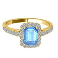 thumbnail image 2 of Mauli Jewels Rings for Women 2.55 Carat Diamond And Emerald Shaped Blue Topaz Ring Prong 10K Rose, White & Yellow Gold, 2 of 6