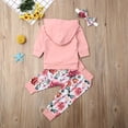 thumbnail image 2 of Bilo Infant Baby Girl Floral Pattern Long Sleeve Hoodie and Pants 3 pcs Cotton Outfit (Light Pink Floral, 6-12 Months), 2 of 5