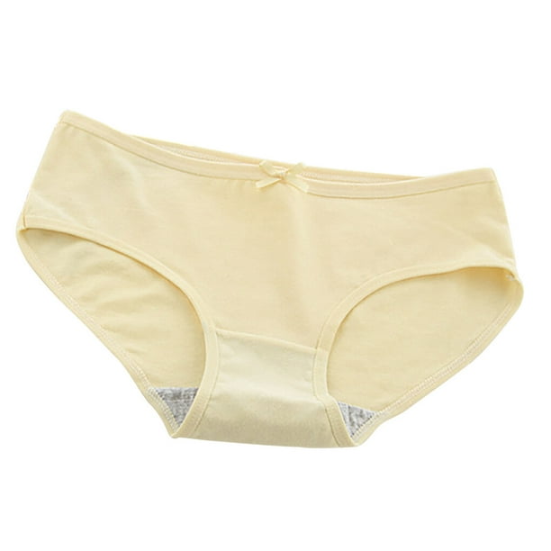 enqiretly Women Underwear Breathable Cotton Briefs Solid Color Seamless  Middle Waist Panties, Beige, XXL