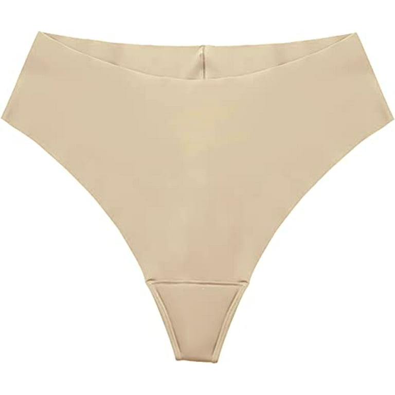 Alessandra B High Rise Camel Toe Proof Thong (Small, Nude)