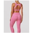 thumbnail image 5 of PISONIC 2 Piece Workout Sets for Women Color Block Strappy Sports Bra High Waist Leggings Gym Yoga Pilates Outfits, 5 of 6