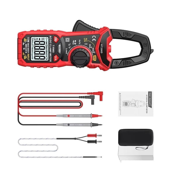 HT206D Clamp Multimeter with Auto Power Off and Double Display Storage Bag Probe Include for Home and Industrial Use