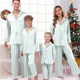 thumbnail image 4 of GILIGEGE Satin Christmas Pajamas for Family Striped Button Down Shirt And Pants Xmas Pjs Matching Sets Sleepwear Jammies Long Sleeve Sleepwear And Pants Festival Party Loungewear Matching Sets, 4 of 8