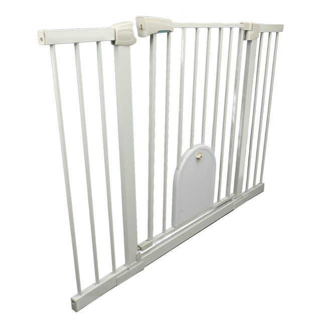 Puerta para niños para escaleras, puerta, valla para bebés y mascotas, 78 cm, cierre automático, puerta para bebés con doble bloqueo ajustable